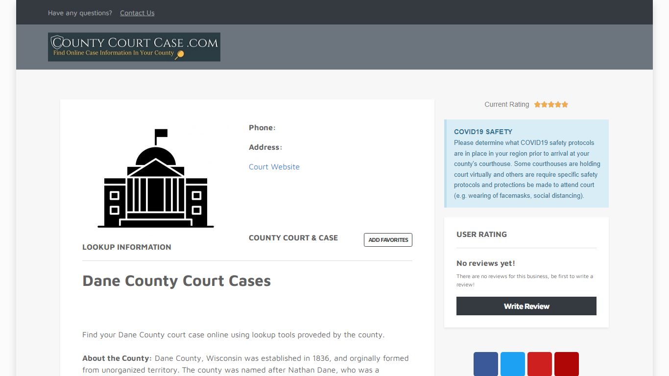 Dane County | County Court Case Search & Lookup | CountyCourtCase.com
